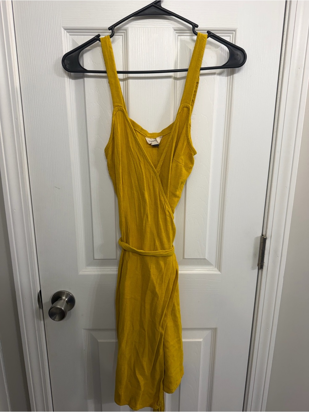 Universal Thread Mustard Yellow Wrap-Style Midi Dress